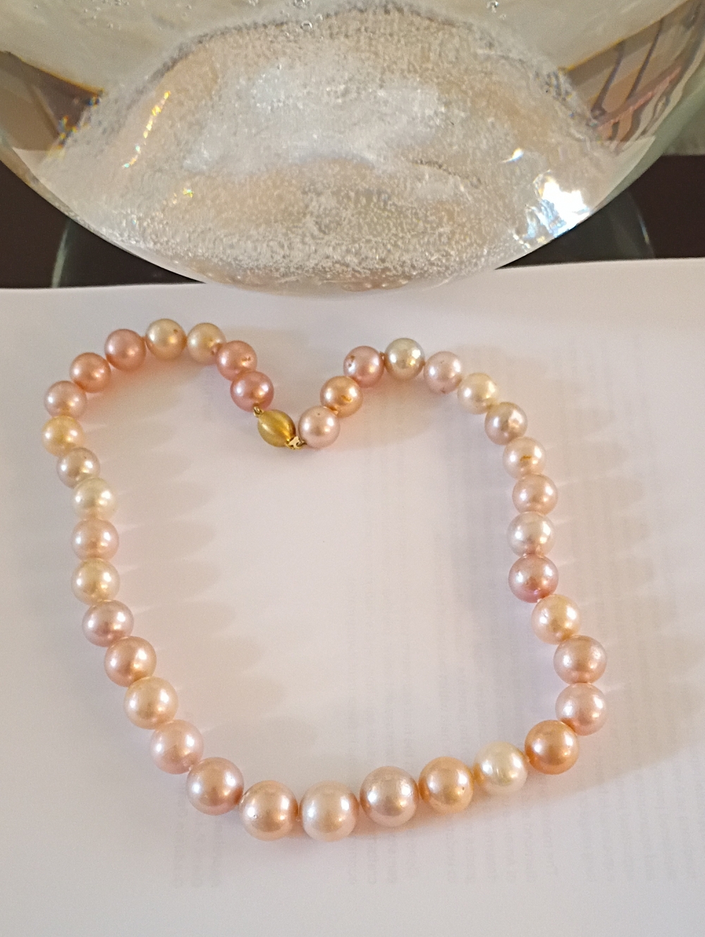 Gold Clasp Authentic Pink Pearl Necklace - Elegant Women's Jewelry
